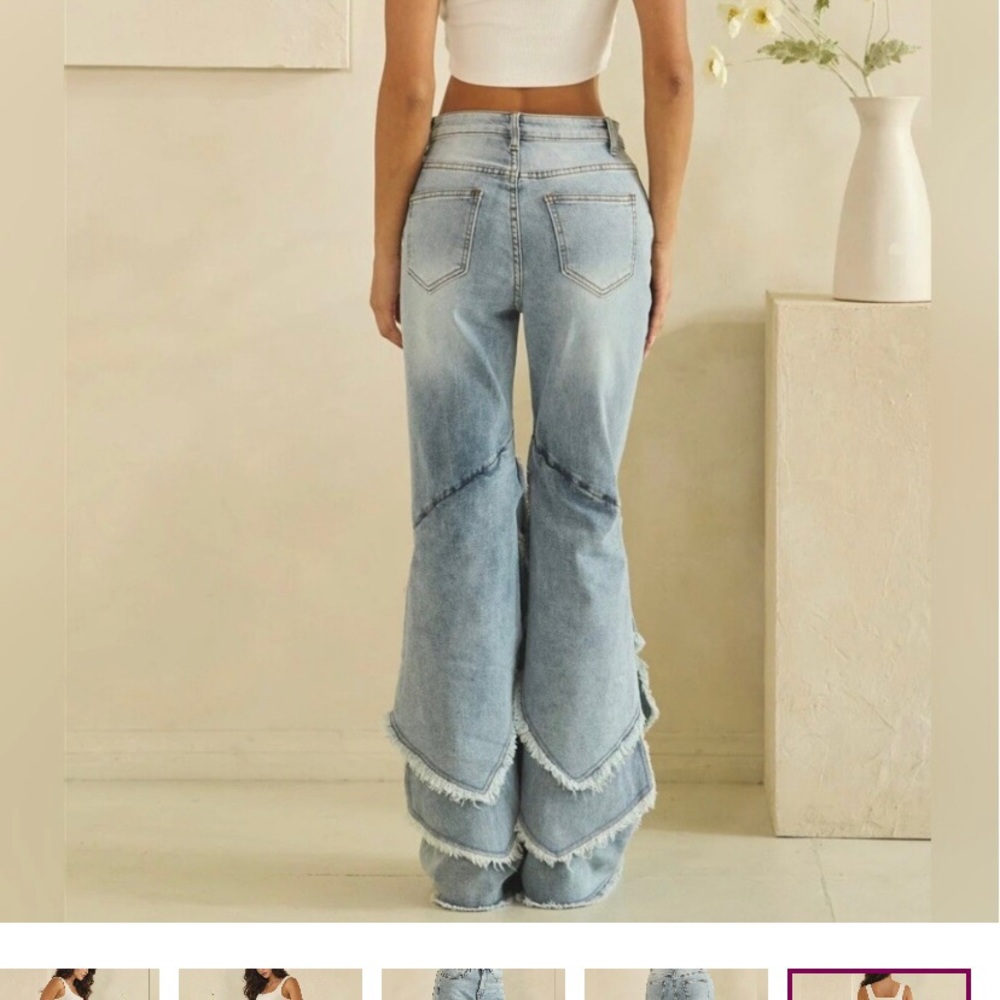 Oli & Hali jeans Tiered Fringe Flare Jeans womens size medium OH! Jeans western - Picture 3 of 12